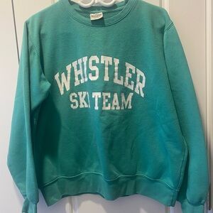 Pacific & Co Whistler Ski Team Teal Crew Neck Sweater Small Oversized